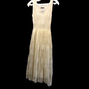 Anna-Kaci Women's Size S Cream Sleeveless Lace Dress